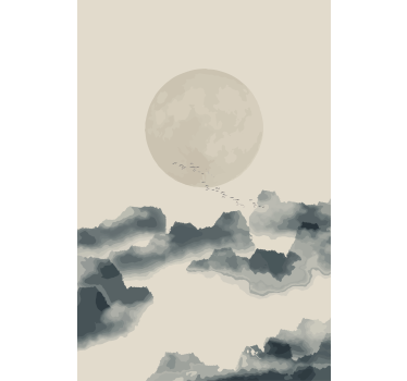 Fenster Rollo modern mondbeschienene wolkenlandschaft - TenStickers