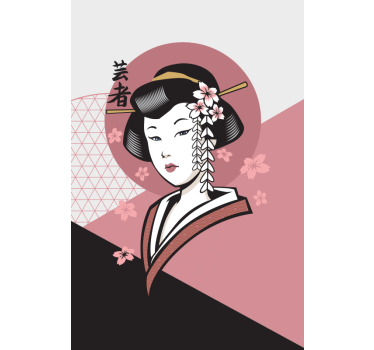 Rollo Fenster Zeichnungen elegante japanische frau - TenStickers