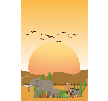 Rollo mehr Tiere Afrikanischer sonnenuntergang in freier wildbah - TenStickers