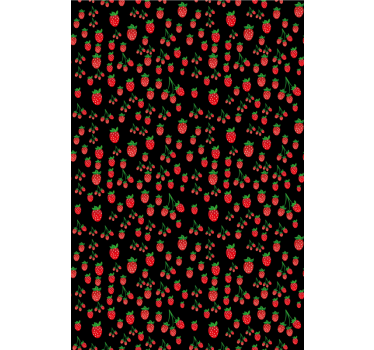 Rollo Obst und Gemüse Erdbeermuster auf dunklem Hintergrund - TenStickers