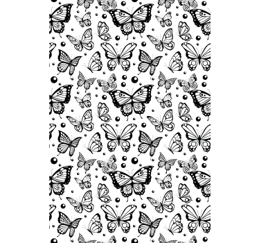 Rollo Fenster Schmetterlinge flatterndes schwarz und weiß - TenStickers