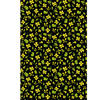 Rollo Fenster Blumen gelbes und schwarzes muster - TenStickers