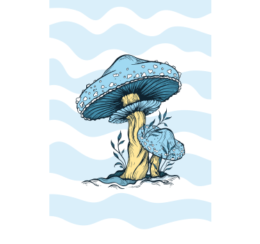 Rollo Fenster Blumen blaue pilze - TenStickers