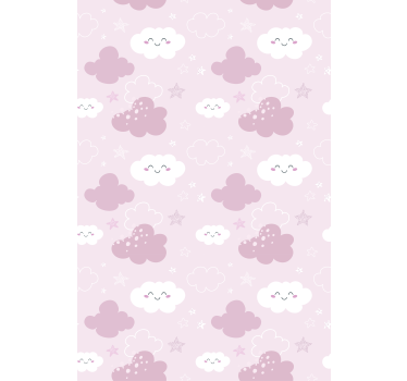Rollo Wolken Rosa Hintergrund mit weißem happy - TenStickers