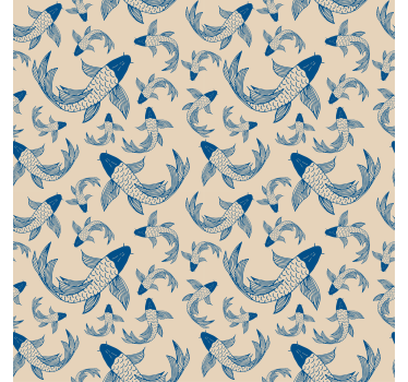 Rollo Wohnzimmer Beige und blauer koi-fisch - TenStickers