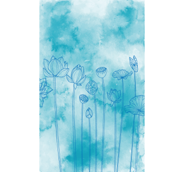 Rollo Fenster Blumen lotusblaues muster - TenStickers