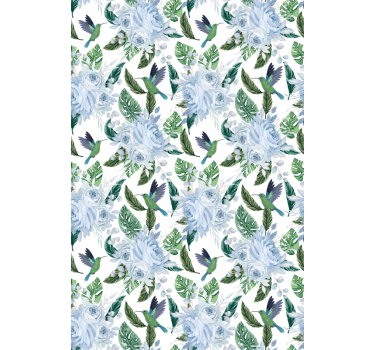 Rollo Fenster Blumen kolibris und rosen - TenStickers