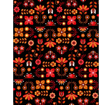 Rollo Fenster Blumen orange volkskunst - TenStickers