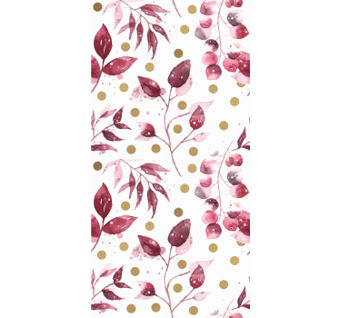 Blumen und Pflanzen Rollo Burgunderblätter mit goldenen punkten - TenStickers