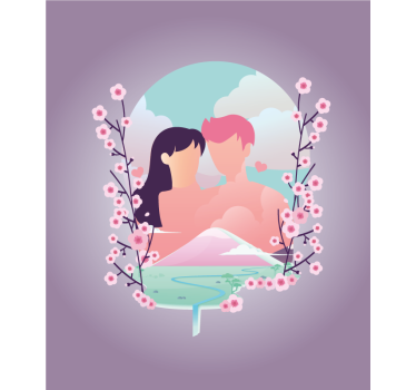 Rollo Fenster romantisch paar inmitten von blüten - TenStickers