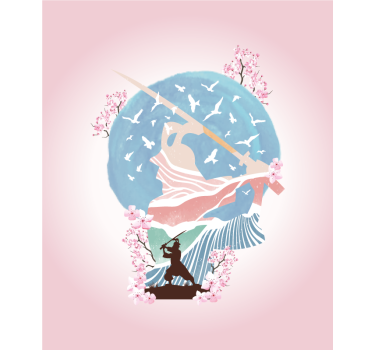 Rollo Fenster Zeichnungen elegante samurai-silhouette - TenStickers