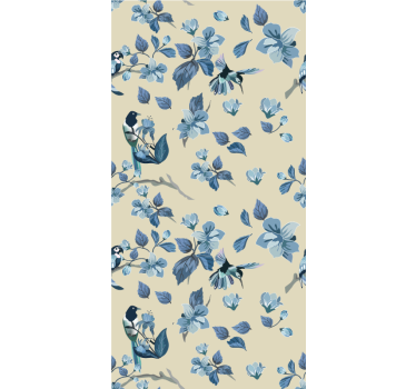 Rollo Fenster Blumen blaue vögel und blätter - TenStickers