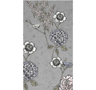 Rollo Fenster Blumen graues sanftes motiv - TenStickers