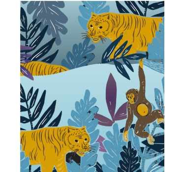 Küche Rollos Mädchen und tiger dschungeltiere - TenStickers