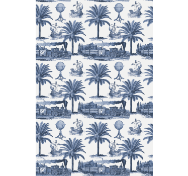 Mehr Vintage Rollo Fenster blaue palmenszene - TenStickers