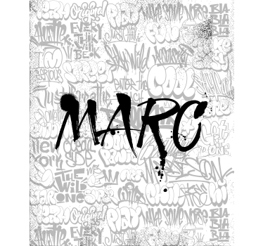 Personalisierter Rollo Graffiti schwarz und weiß mit Namen - TenStickers