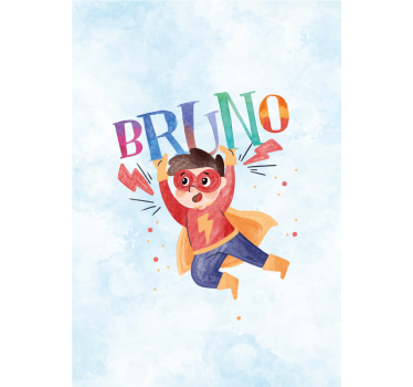 Rollo mit Superhelden aquarellstil mit namen - TenStickers