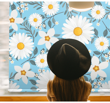 Blumen Rollo Blauer Hintergrund des gänseblümchenblumenmusters - TenStickers