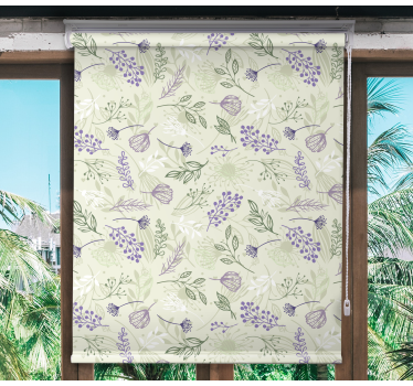 Blumen Rollo Lila blumen auf grünem Hintergrund - TenStickers