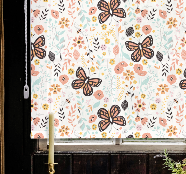 Rollo Fenster Blumen schmetterlingsgartenmuster - TenStickers