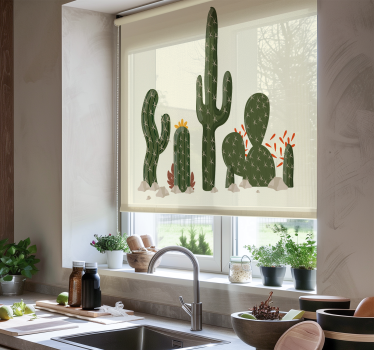 Rollo Fenster Kaktus große pflanzen - TenStickers