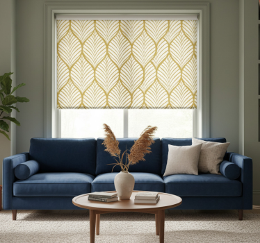 Fenster rollo modern mit goldenem geometrischen blattmotiv - TenStickers