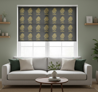 Fenster rollo modern mit goldenen baumumrissen - TenStickers