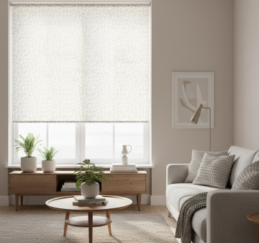 Fenster rollo modern mit weißen blättern auf grau - TenStickers