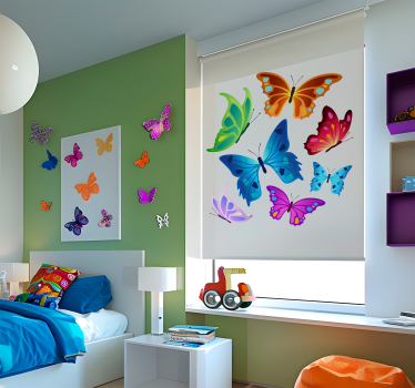 Rollo Fenster Schmetterlinge große bunte flügel - TenStickers