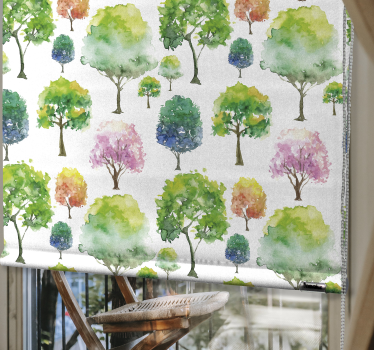 Grüntöne baum Fenster Rollo - TenStickers
