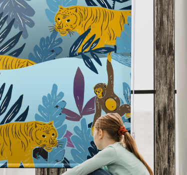 Küche Rollos Mädchen und tiger dschungeltiere - TenStickers