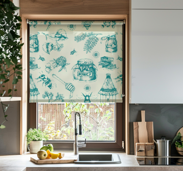 Küchenfenster Rollo honigtürkises Muster - TenStickers