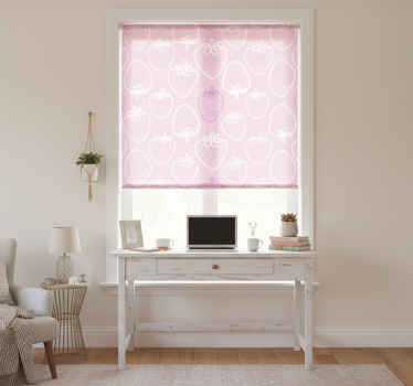 Küchenfenster rollo im nahtlosen rosa erdbeerdesign - TenStickers
