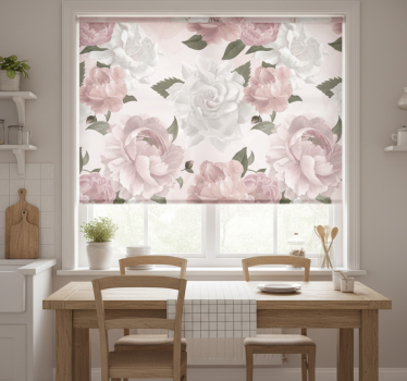 Küchenfenster rollo mit pfingstrosen im provenzalischen stil - TenStickers