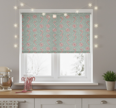 Küchenfenster rollo rote weihnachtsbonbons - TenStickers
