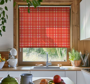 Küchenfenster Rollo rotes gingham-muster - TenStickers