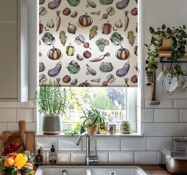 Küchenfenster Rollo Zutaten Muster Retro-Stil - TenStickers