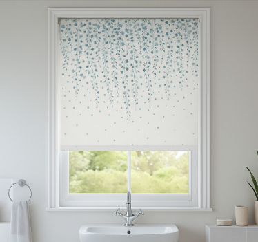 Rollo Fenster Badezimmer blaue blumen wasserfall - TenStickers