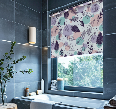 Rollo Fenster Badezimmer Boho-Federn-Muster - TenStickers
