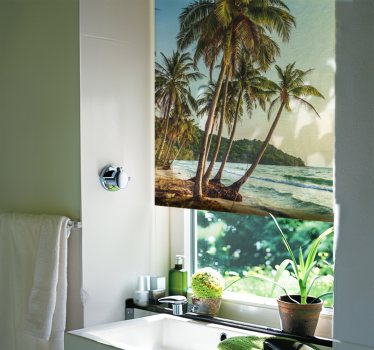 Rollo Fenster Badezimmer Palmen am Strand - TenStickers