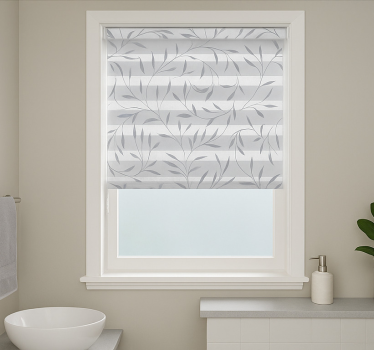 Rollo Fenster Badezimmer weiße und graue pflanzen - TenStickers