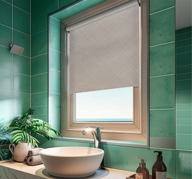 Rollo Fenster Badezimmer weißes Leinenimitat - TenStickers