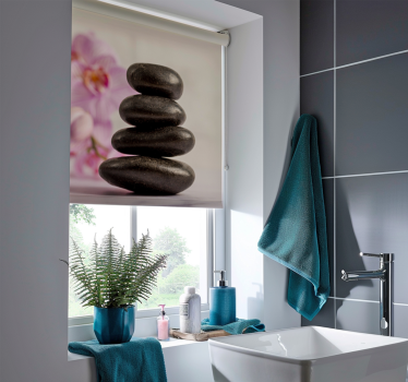 Rollo Fenster Badezimmer Zen-Bambus und rosa Orchideen - TenStickers