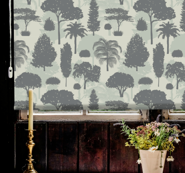 Rollo Fenster Baum silhouette waldmuster - TenStickers