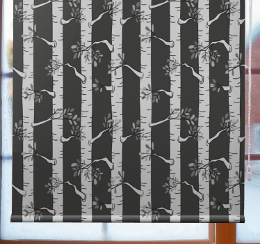 Rollo Fenster Baum birke schwarz und grau muster - TenStickers