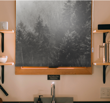 Rollo Fenster Baum graue waldsilhouette - TenStickers