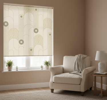 Rollo fenster beige mit abstrakten beigen linien - TenStickers