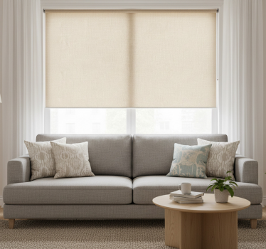 Rollo fenster beige mit beiger linienstruktur - TenStickers