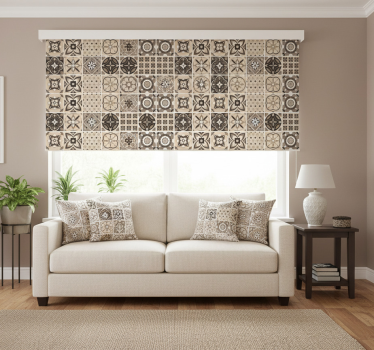 Rollo fenster beige mit geometrischem fliesenmuster - TenStickers