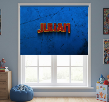 Rollo fenster blau superheldenwand mit namen - TenStickers
